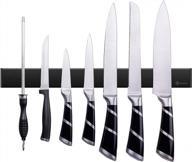 магнитный держатель для ножей enkrio для стены - черная полоса из нержавеющей стали длиной 12 дюймов, не требуется сверление | организуйте свою кухню с помощью этого ножевого станка и держите ножи под рукой! логотип