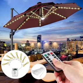 img 4 attached to SUNJOYCO Christmas Tree Light, Patio Umbrella Lights With Remote Control, 104 LED Decorative String Light, 8 Lighting Modes Waterproof Battery Operated Parasol Lights For Camping Tents