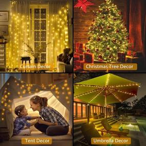 img 3 attached to SUNJOYCO Christmas Tree Light, Patio Umbrella Lights With Remote Control, 104 LED Decorative String Light, 8 Lighting Modes Waterproof Battery Operated Parasol Lights For Camping Tents