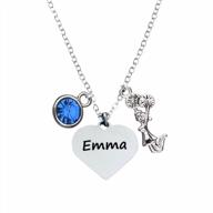 personalized engraved cheer necklace with birthstone charm, girls cheerleading jewelry, custom gift for cheerleaders logo