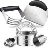 ineibo professional baking tools set - dough blender/cutter, round cookie cutter with handle + pastry scraper+egg separator for heavy duty baking. логотип