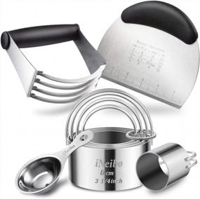 img 4 attached to INeibo Professional Baking Tools Set - Dough Blender/Cutter, Round Cookie Cutter With Handle + Pastry Scraper+Egg Separator For Heavy Duty Baking.