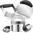 ineibo professional baking tools set - dough blender/cutter, round cookie cutter with handle + pastry scraper+egg separator for heavy duty baking. logo