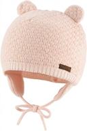 soft and warm knit beanie with earflaps and fleece lining for infants, toddlers, girls, and boys - perfect winter hat for kids logo