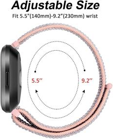 img 2 attached to 📱 Soft and Breathable Nylon Bands for Fitbit Versa Smart Watch - 3 Pack (Pink Sand/Seashell/Marine Green)