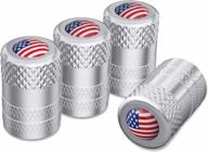 4 pack silver aluminum usa tire valve caps - ckauto american flag dust proof stem covers for cars, trucks, bikes, motorcycles & bicycle corrosion resistant valve stem caps. логотип