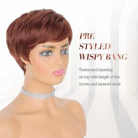 img 1 attached to Auburn Pixie Cut Synthetic Wig With Bangs For Women - Layered, Wavy, Perfect For Daily Wear And Cosplay - FESHFEN