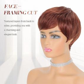 img 2 attached to Auburn Pixie Cut Synthetic Wig With Bangs For Women - Layered, Wavy, Perfect For Daily Wear And Cosplay - FESHFEN