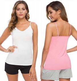 img 3 attached to 4-Pack Xelky Womens V Neck Camisole Tank Tops: Lightweight, Adjustable Spaghetti Strap Undershirts S-XL