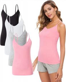 img 4 attached to 4-Pack Xelky Womens V Neck Camisole Tank Tops: Lightweight, Adjustable Spaghetti Strap Undershirts S-XL