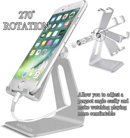 img 1 attached to 📱 Premium Aluminum Cell Phone Stand Holder - Adjustable Desktop Cradle for Samsung Galaxy, iPhone X/Xr/Xs max, iPad Mini, Nintendo Switch - Compatible with All Smart Phones - Silver