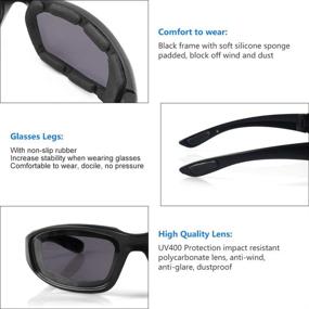 img 2 attached to High-Performance 3 Pair Motorcycle Riding Glasses: UV Protection, Dustproof & Windproof with Smoke/Dark Lens - Ideal for Outdoor Sports Activities