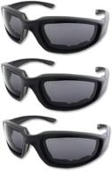 high-performance 3 pair motorcycle riding glasses: uv protection, dustproof & windproof with smoke/dark lens - ideal for outdoor sports activities logo