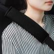 gampro 2-pack black cotton soft car seat belt shoulder pad cover kit for adults and children - backpack, bag strap protection logo