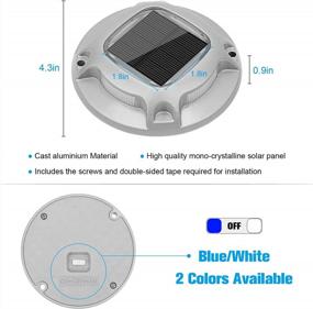 img 1 attached to VOLISUN Солнечные фонари для подъездных дорожек Морские фонари для док-станции, 8 шт. в упаковке, 2 цвета в 1, наружные светодиодные палубные фонари, водонепроницаемые габаритные огни на солнечных батареях для предупреждающего шага Беспроводная тротуарная дорожка (белый / синий)