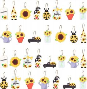 img 4 attached to Add A Whimsical Touch To Your Summer Party Decor With WATINC 31Pcs Hanging Sunflower Gnome Ornament Set