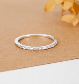 img 2 attached to TIGRADE Half Eternity Baguette Cubic Zirconia Anniversary Ring For Women, Minimalist Bridal Statement Band Thin Stacking Ring, Sizes 3-11
