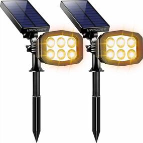 img 4 attached to Adjustable Outdoor Solar Spotlights - Waterproof 2-In-1 Solar Landscape Lights For Garden And Yard - Dusk-To-Dawn Solar Powered Wall Lights - Warm White (Pack Of 2) By URPOWER