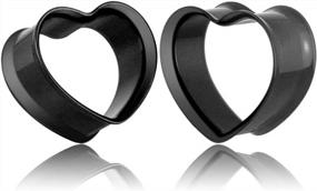 img 4 attached to Heart-Shaped Steel Ear Plugs For Women - 2 Pieces In Gold, Silver, And Black