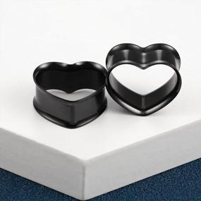 img 2 attached to Heart-Shaped Steel Ear Plugs For Women - 2 Pieces In Gold, Silver, And Black