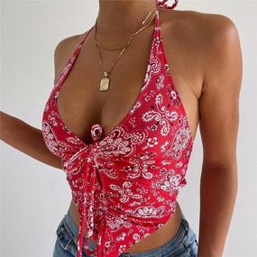 img 3 attached to Flaunt Your Style With MISSACTIVER Women'S Flower Print Halter Crop Top