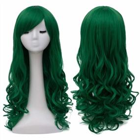 img 4 attached to St. Patrick'S Day Party Hairstyle: Bopocoko Heat Resistant Synthetic Wig For Women With Long Curly Green Hair And Bangs (BU156GR)