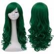 st. patrick's day party hairstyle: bopocoko heat resistant synthetic wig for women with long curly green hair and bangs (bu156gr) logo