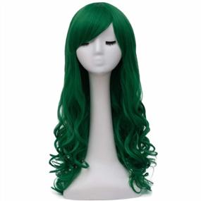 img 3 attached to St. Patrick'S Day Party Hairstyle: Bopocoko Heat Resistant Synthetic Wig For Women With Long Curly Green Hair And Bangs (BU156GR)