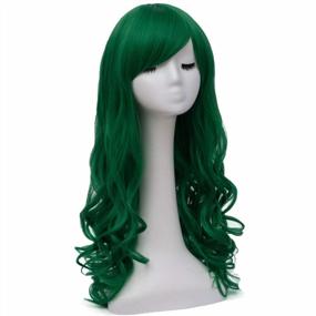 img 2 attached to St. Patrick'S Day Party Hairstyle: Bopocoko Heat Resistant Synthetic Wig For Women With Long Curly Green Hair And Bangs (BU156GR)