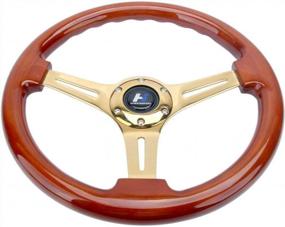 img 4 attached to Wood Grain Steering Wheel With Gold Chrome Spokes - Hiwowsport 14" (350Mm), 6-Bolt, 1.5" Deep Dish, Perfect Fit For Multiple Models