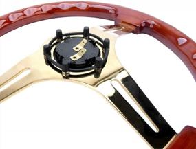 img 2 attached to Wood Grain Steering Wheel With Gold Chrome Spokes - Hiwowsport 14" (350Mm), 6-Bolt, 1.5" Deep Dish, Perfect Fit For Multiple Models