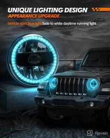 img 2 attached to 🔦 SEALIGHT 7" Round LED Headlight with White DRL, Amber Turn Signal, and Blue Halo Ring - High/Low Sealed Beam Headlamps H6024 - Compatible with 2007-2018 Wrangler JK TJ CJ - 2Pcs with H4-H13 Adapter