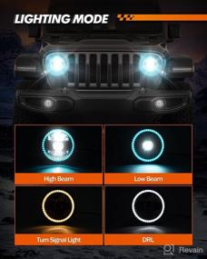 img 3 attached to 🔦 SEALIGHT 7" Round LED Headlight with White DRL, Amber Turn Signal, and Blue Halo Ring - High/Low Sealed Beam Headlamps H6024 - Compatible with 2007-2018 Wrangler JK TJ CJ - 2Pcs with H4-H13 Adapter