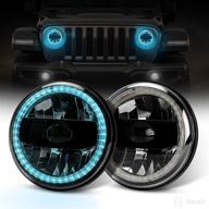 🔦 sealight 7" round led headlight with white drl, amber turn signal, and blue halo ring - high/low sealed beam headlamps h6024 - compatible with 2007-2018 wrangler jk tj cj - 2pcs with h4-h13 adapter логотип