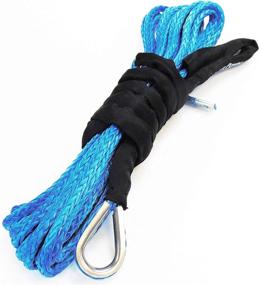 img 2 attached to 🔵 Jutemill Blue Synthetic Winch Rope Extension: UHMWPE Winch Cable for SUV UTV ATV Off Road - 3/8" x 50ft