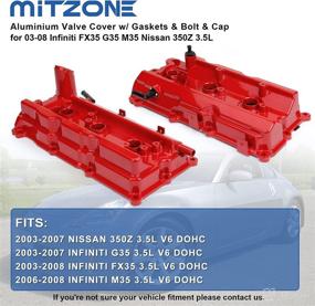 img 2 attached to 🚀 MITZONE Upgrade Aluminum Valve Covers for 2003-2008 Nissan 350Z Infiniti FX35 G35 M35 VQ35DE 3.5L (Part # 13264AM600 13264AM610): Enhanced Performance and Compatibility