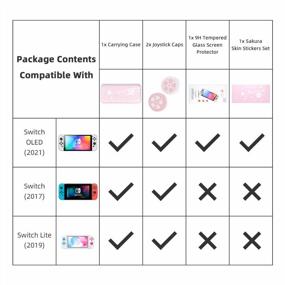 img 3 attached to Кейс для переноски Nintendo Switch OLED от Mytrix - портативная сумка для хранения в твердом корпусе с 10 слотами для игровых карт и набором аксессуаров 4 в 1 (розовые вишневые цветы)