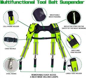 img 3 attached to Heavy Duty Reflective Suspenders For Carpenter Tool Belts, Ensuring Safety On The Job
