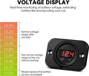 img 3 attached to Waterproof Car Voltmeter 12V 24V LED Digital Display Panel with Mounting Plate - Round Voltage Gauge Meter for Marine Vehicle Motorcycle Truck ATV UTV (Red Light)