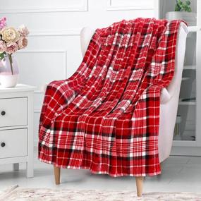 img 4 attached to Ultra Soft Lightweight Plaid Fleece Throw Blanket For Couch - Solaris 50" X 60