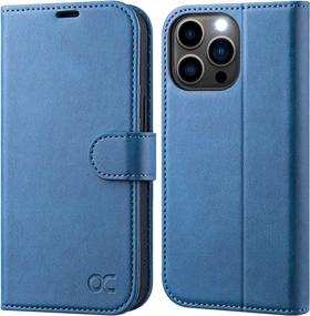 img 4 attached to IPhone 13 Pro Max Wallet Case PU Leather Flip Folio Card Holder RFID Blocking Shockproof TPU Inner Shell 6.7 Inch 2021 Light Blue Compatible With OCASE