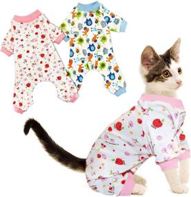 img 4 attached to 🐱 Rypet Small Dog Pajamas 2 Pack: Adorable Cat Patterns for Cozy Puppy Comfort