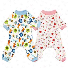 img 2 attached to 🐱 Rypet Small Dog Pajamas 2 Pack: Adorable Cat Patterns for Cozy Puppy Comfort