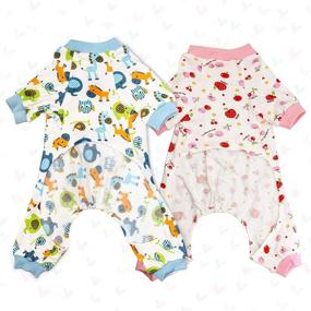 img 1 attached to 🐱 Rypet Small Dog Pajamas 2 Pack: Adorable Cat Patterns for Cozy Puppy Comfort