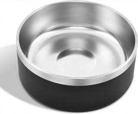 img 4 attached to 64Oz (8 Cup) Stainless Steel Dog Bowl With Anti-Skid Rubber Stickers - No Spill Food & Water Dish For Medium Large Dogs, Cats, Kitten