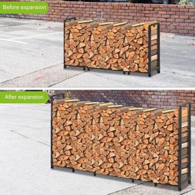 img 1 attached to SELEWARE Heavy Duty Adjustable Firewood Rack Stand For Indoor/Outdoor Use - 7Ft Log Holder For Easy Fireplace Firewood Storage And Organization (Black, 1 Pack)