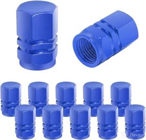 img 4 attached to Blue Car Tire Valve Stem Caps - 12 PCS Airtight Covers for Cars, Bicycles, Motorcycles & SUVS