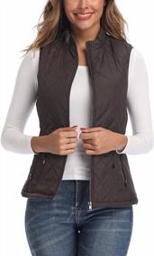 img 4 attached to Women'S Quilted Vest - Stand Collar Lightweight Zip Outwear For Women