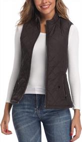 img 3 attached to Women'S Quilted Vest - Stand Collar Lightweight Zip Outwear For Women
