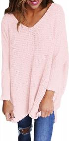 img 4 attached to Women'S Casual Knit Sweater V-Neck T-Shirt, Loose-Fit Blouse Pullover By StyleDome